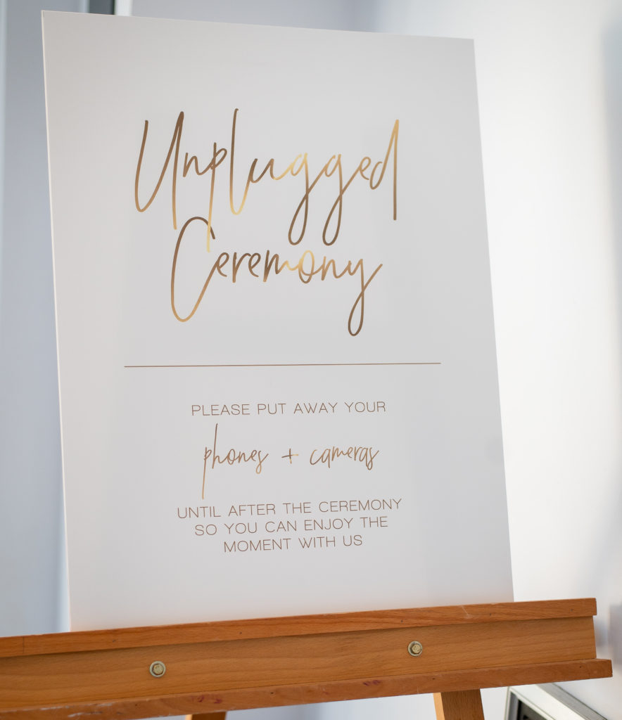 unplugged wedding ceremony sign maryland wedding planner statuesque events