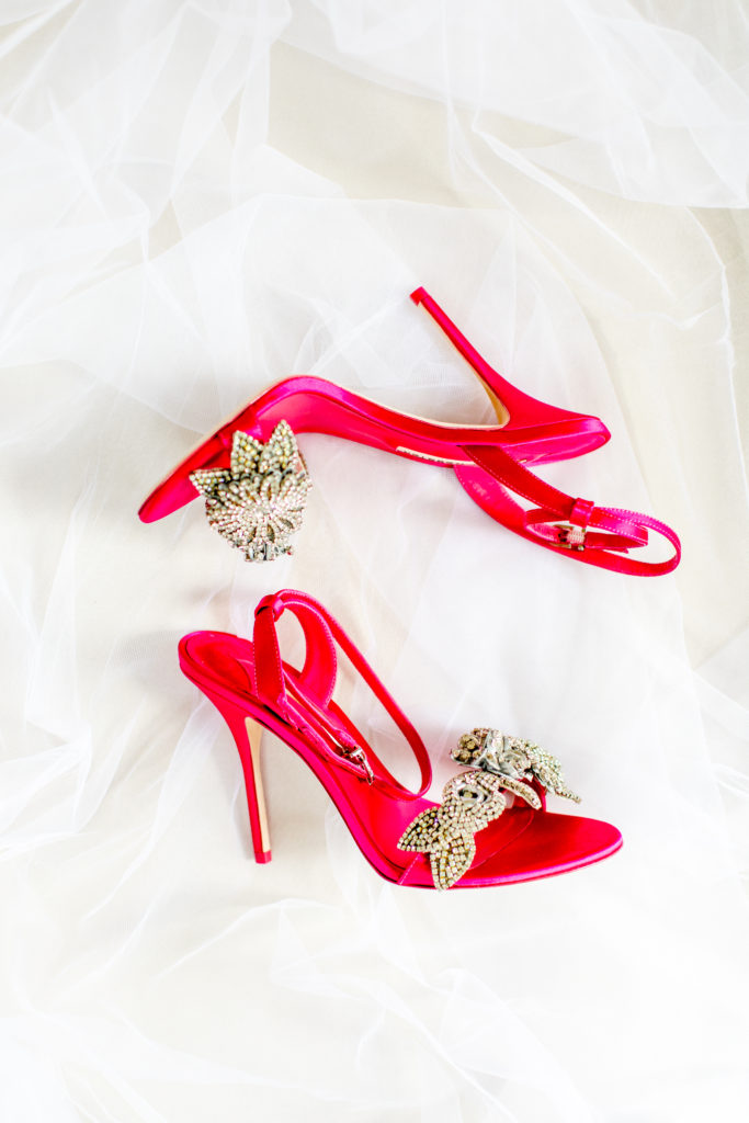 Pink wedding shoes statuesque events