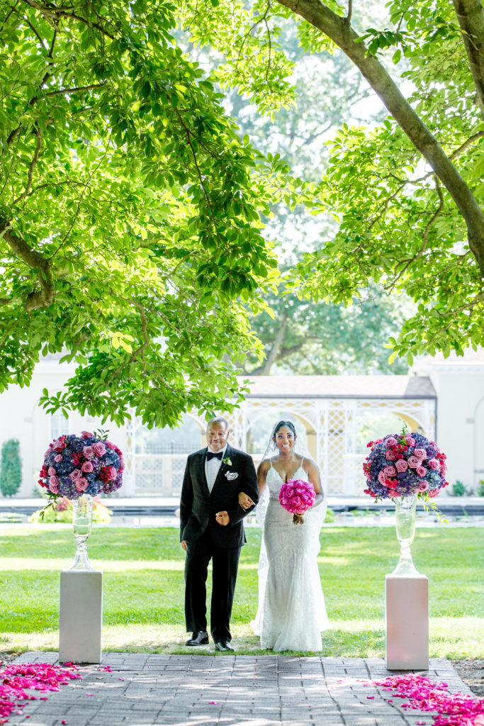 Bride and father outdoor wedding maryland statuesque events
